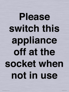 Please switch this appliance off at the socket when not in use
